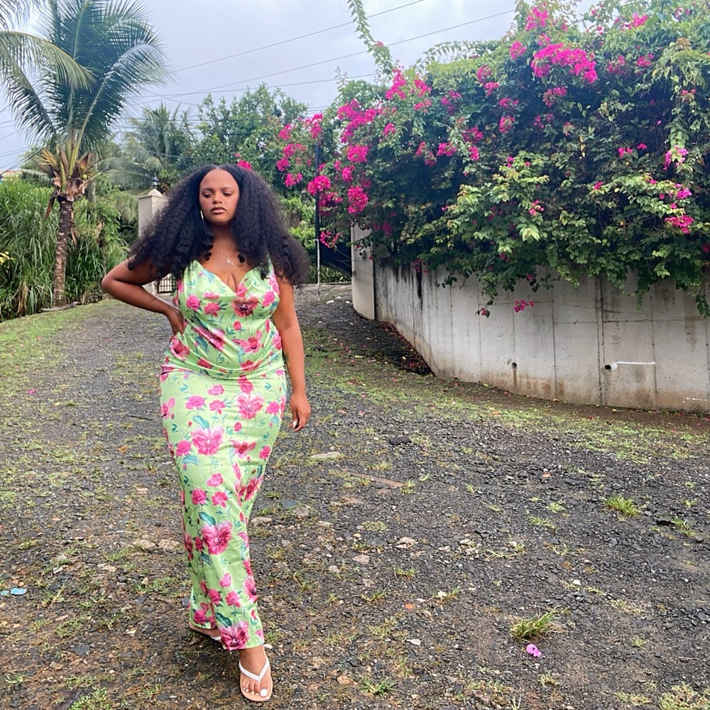 PLT satin floral dress
